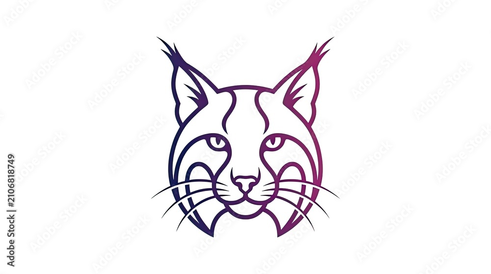 Obraz premium Purple gradient lynx head line art logo.