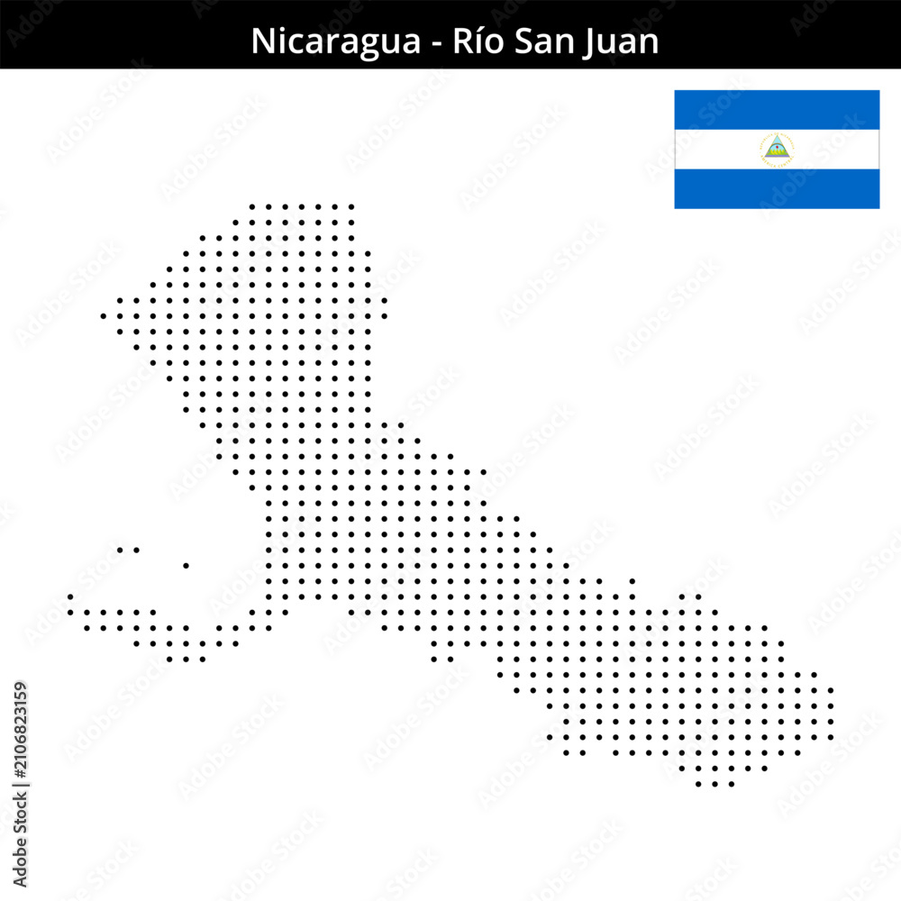Fototapeta premium Map of Nicaragua region Río-San-Juan in small size dots