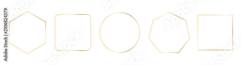 Golden outline thin frames. Vector aesthetic geometric shine luxury minimalist borders for invitations design