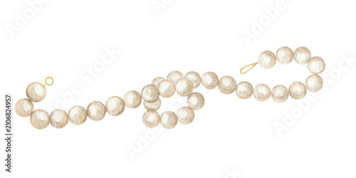 Foto Pearl necklace watercolor illustration on isolated background