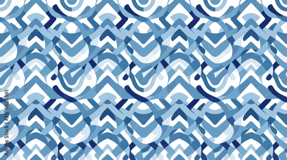 Fototapeta premium A seamless pattern featuring abstract blue geometric shapes and lines