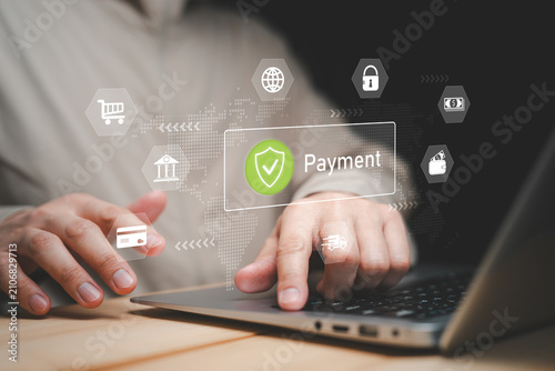Secure online payment interface with digital transaction, financial protection, payment verification, e-commerce, banking security, fintech technology, encrypted payment processing, fraud prevention.