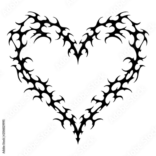 Obraz na plátně Organic Neo Tribal Heart Frame with Cellular Thorn Pattern and Gothic Ornament