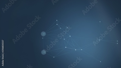 Fotografie Abstract network of points and lines on blue background