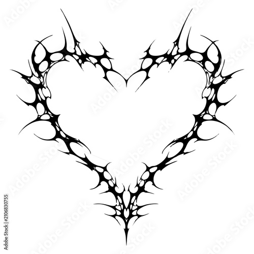 Obraz na plátne Neo Tribal Heart Frame with Organic Cell Structure and Gothic Thorn Border