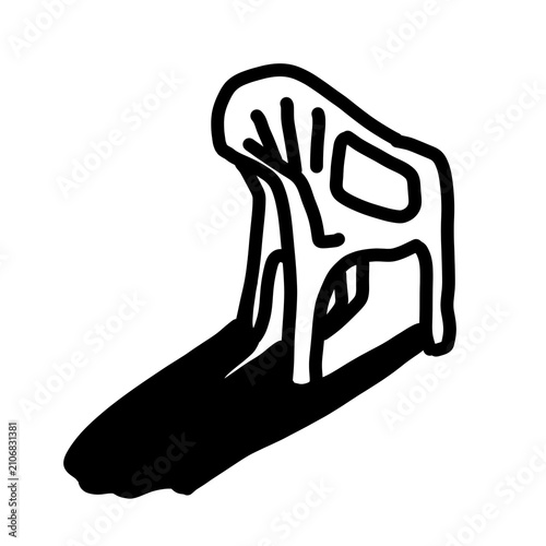 Dark edgy minimalist plastic chair silhouette line art