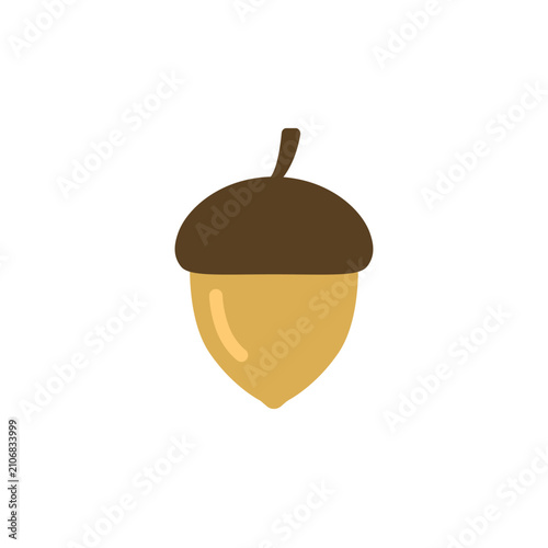 Stylized acorn illustration with a brown cap and golden body. Suitable for nature themes, forest elements, autumn designs, seeds, and botanical graphics. Cartoon style
