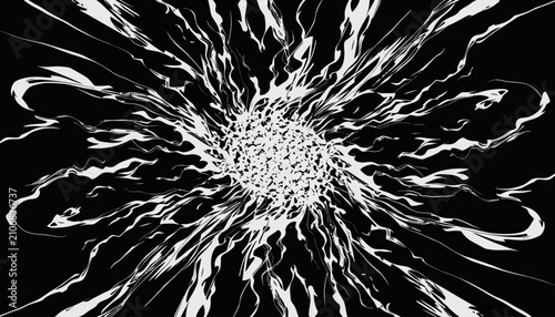 Abstract radial burst of white energy emanating from a dark center.