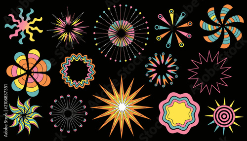 Abstract Geometric Starburst Shapes Collection