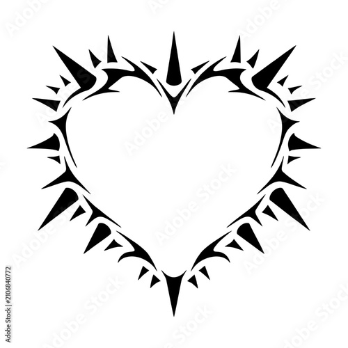 Canvastavla Modern Tribal Heart Frame with Symmetrical Angular Thorn Pattern