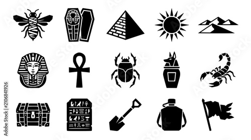Konstfotografi Ancient Egyptian symbols vector silhouette collection for historical design proj
