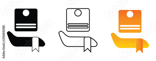 Konstfotografi Airplane and luggage tag icon set for airport baggage check-in and travel insura