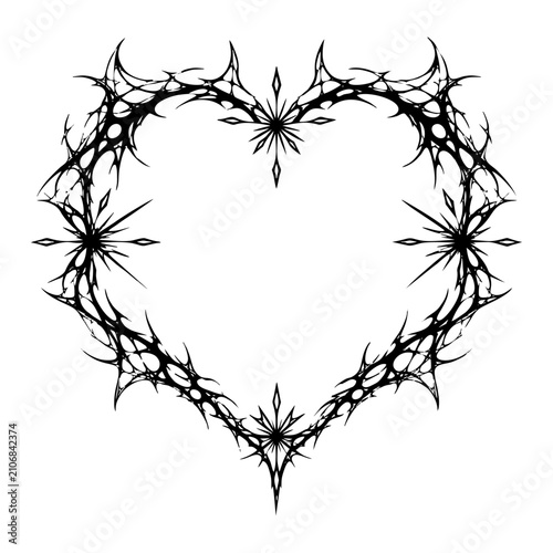 Quadro su tela Cyber Sigil Heart Frame with Thorn Web Ornament and Starburst Accents