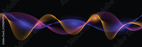 Bild auf Leinwand Neon flowing wavy lines on black background