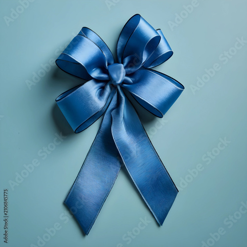 Blue satin gift bow with bl...