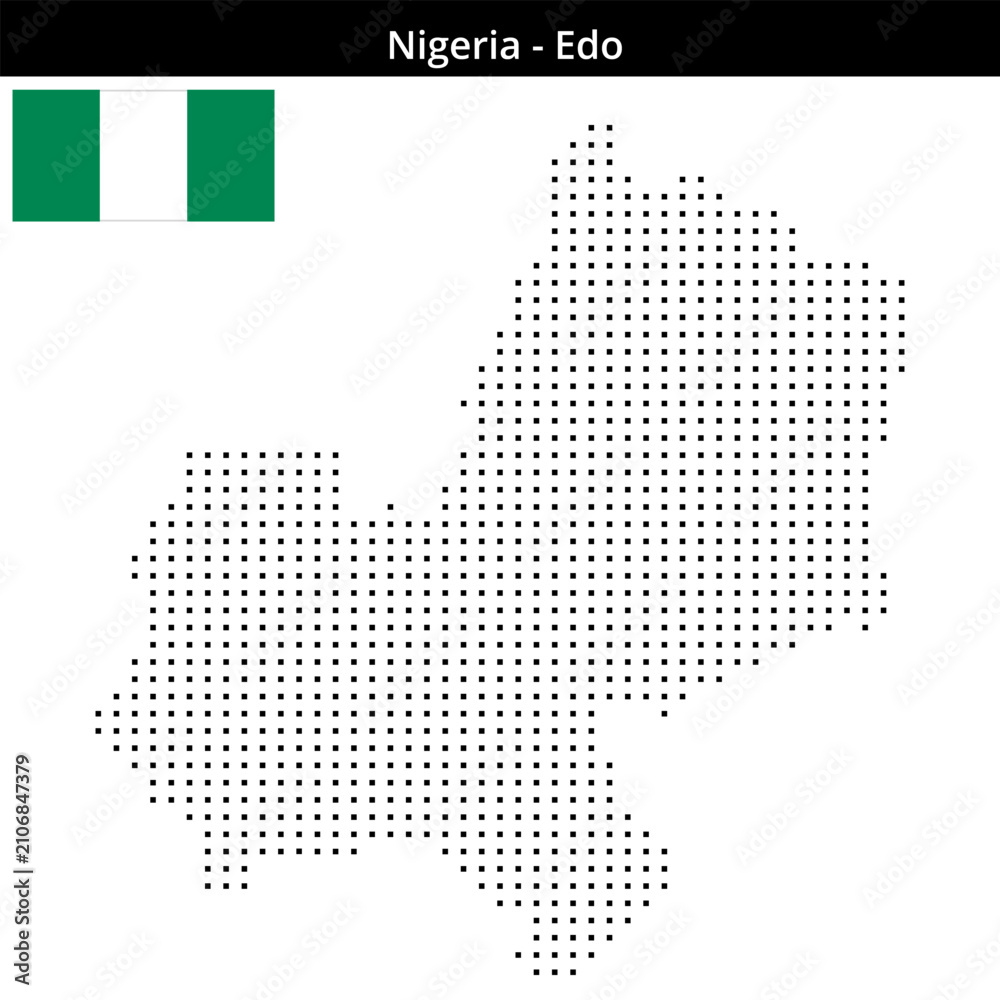 Fototapeta premium Map of Nigeria region Edo in small size square dots