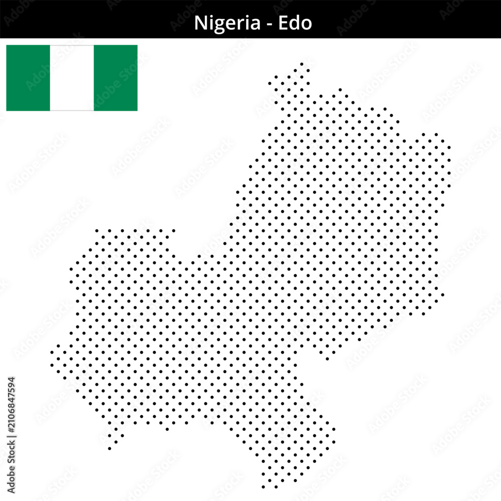 Obraz premium Map of Nigeria region Edo in small cross shaped dots