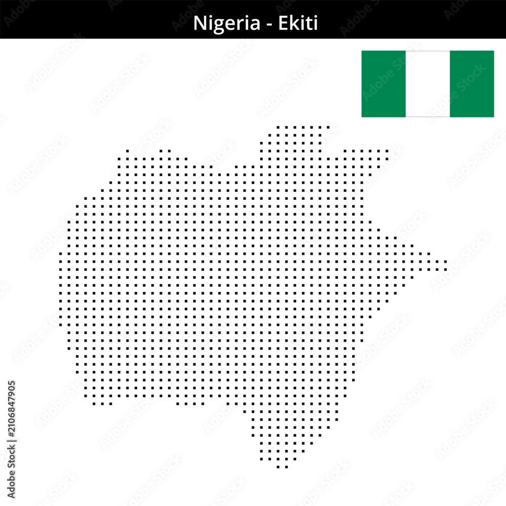 Fototapeta premium Map of Nigeria region Ekiti in small size square dots