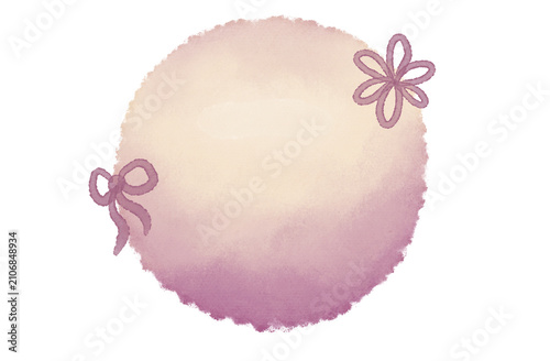 Cute Pink Watercolor Background Frame Decorated With Ribbon And Flower

