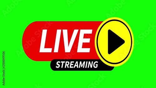 Animated Live Streaming Button Graphic on Green Screen