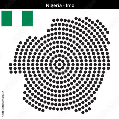 Map of Nigeria region Imo in concentric large dots