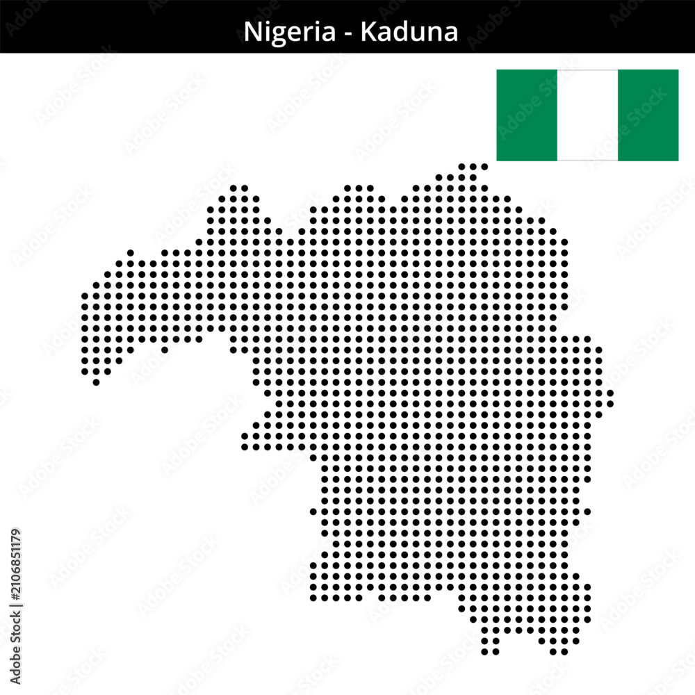 Obraz premium Map of Nigeria region Kaduna in medium size dots