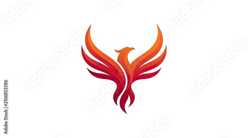 Vibrant orange phoenix bird rising mascot logo design.