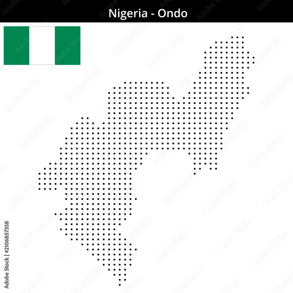 Obraz premium Map of Nigeria region Ondo in small size square dots
