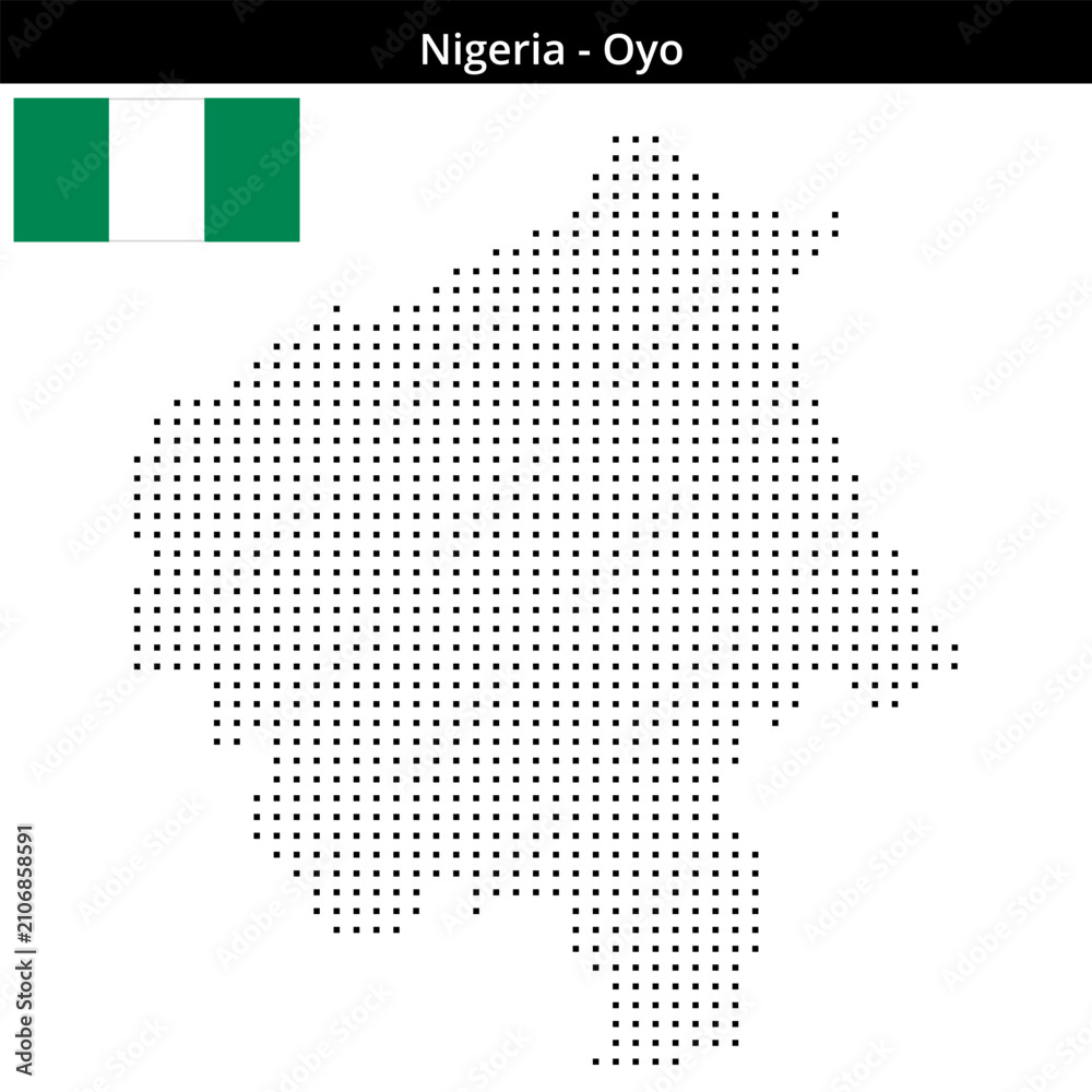 Obraz premium Map of Nigeria region Oyo in small size square dots
