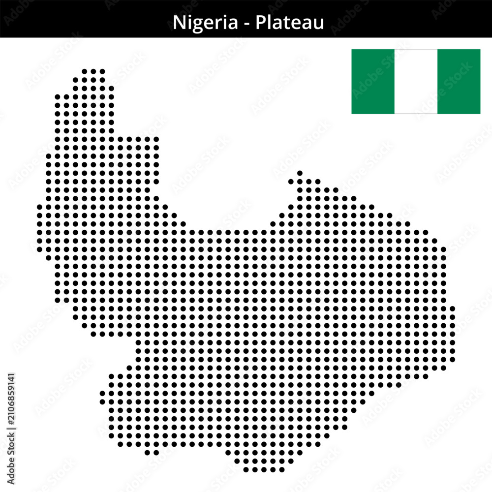 Obraz premium Map of Nigeria region Plateau in medium size dots