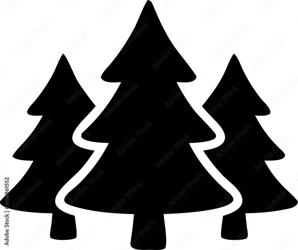 Fototapeta premium Pine forest silhouette icon with group of evergreen trees for nature themes