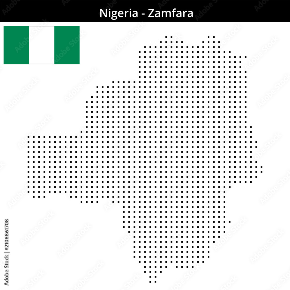 Obraz premium Map of Nigeria region Zamfara in small size square dots