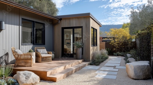 A modern farmhouse ADU blends clean architecture, natural materials, and warm textures, creating a peaceful backyard retreat that balances timeless charm with contemporary living.