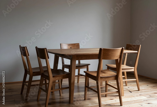Empty wooden dining table w...