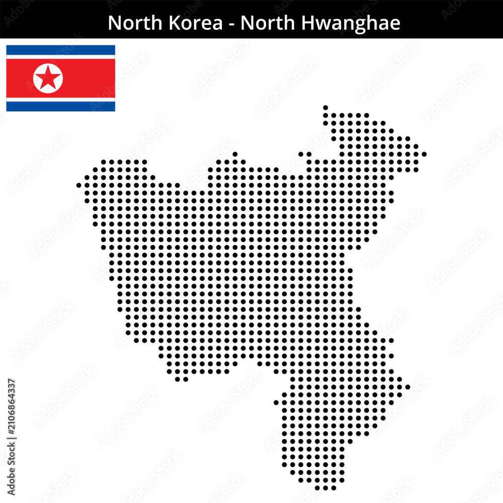 Obraz premium Map of North-Korea region North-Hwanghae in medium size dots