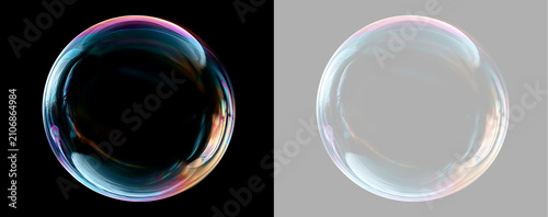 Foto Single soap bubble with iridescent surface