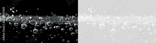 Obraz na płótnie Turbulent water bubbles and splash on black and transparent background