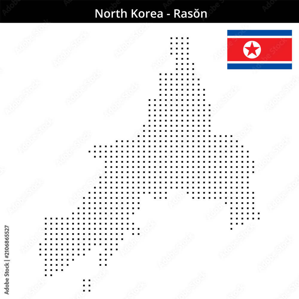 Obraz premium Map of North-Korea region Rasŏn in small size square dots