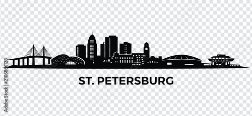 Bild auf Leinwand St petersburg city skyline silhouette, florida, usa
