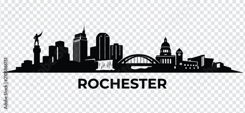 Cuadro en lienzo Rochester city skyline silhouette, new york, usa