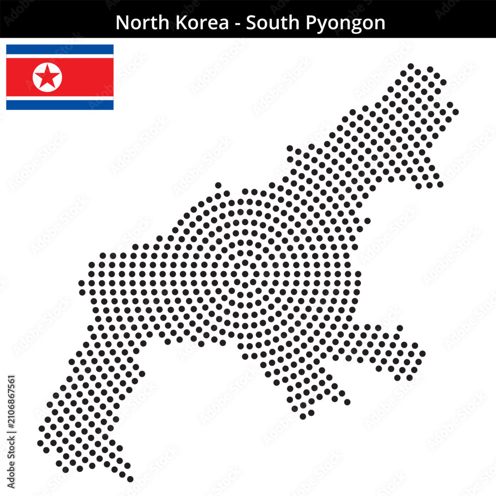 Fototapeta premium Map of North-Korea region South-Pyongon in concentric medium dots