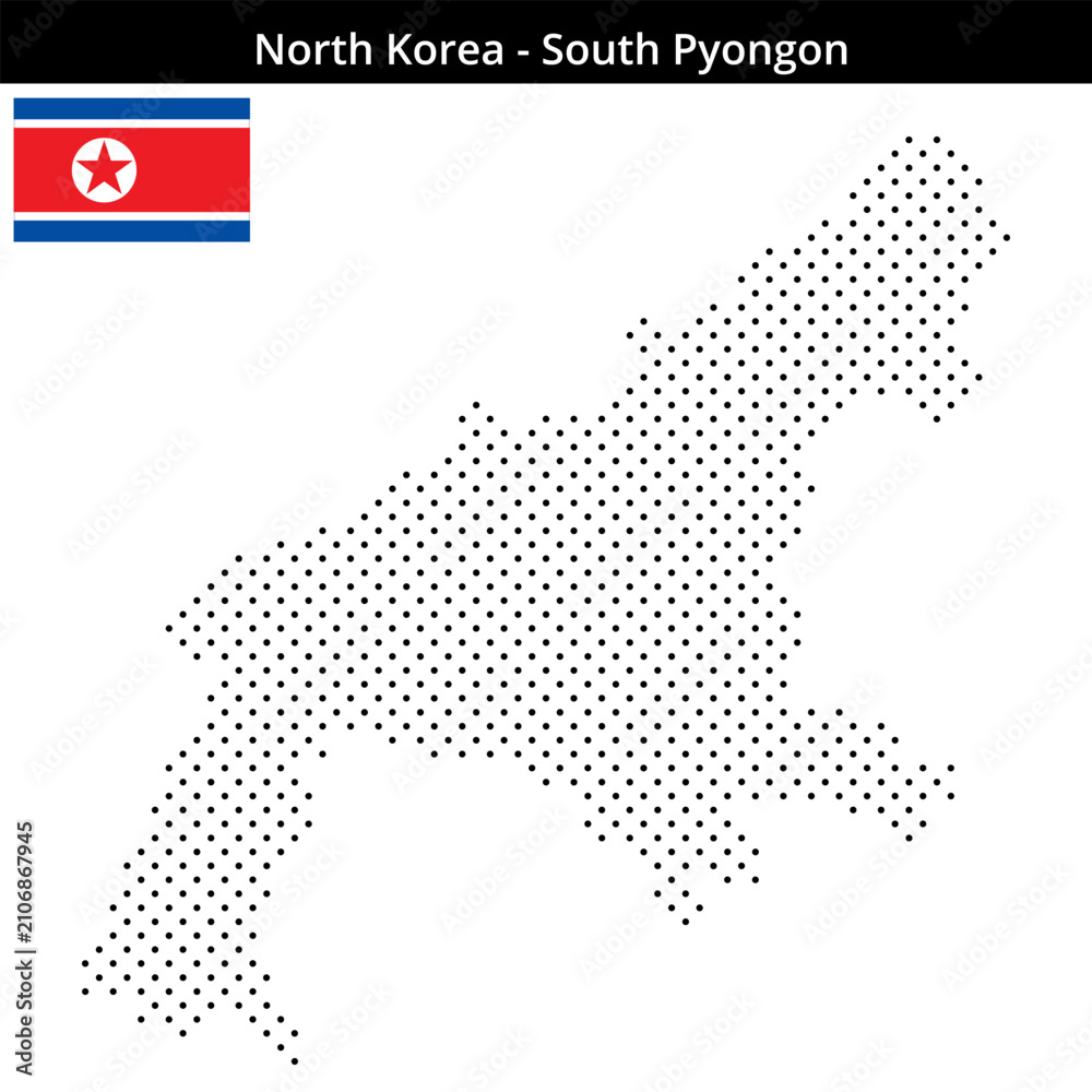 Obraz premium Map of North-Korea region South-Pyongon in small cross shaped dots