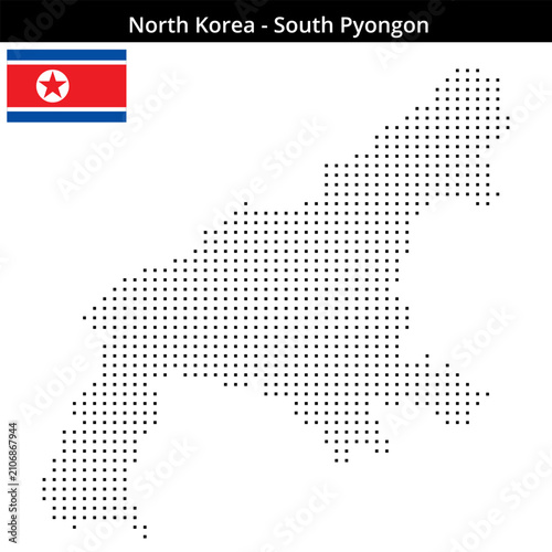 Map of North-Korea region South-Pyongon in small size square dots