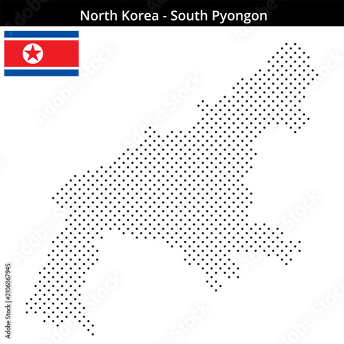 Map of North-Korea region South-Pyongon in small cross shaped dots