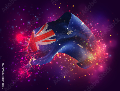Australia, vector 3d flag with a splash of paint dots, explosion of colored dots