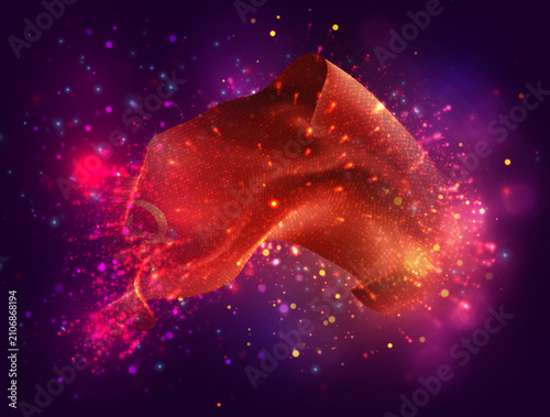 USSR, vector 3d flag with a splash of paint dots, explosion of colored dots