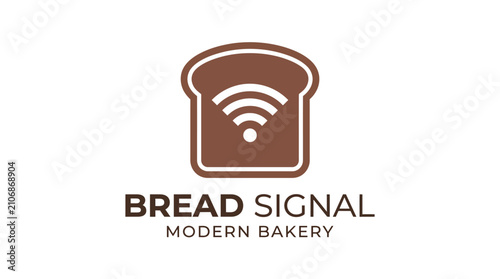 Modern Bakery Logo Design Featuring a Stylized Slice of Bread Integrated with Wi-Fi Connection Symbol for Tech Savvy Food Brand Identity