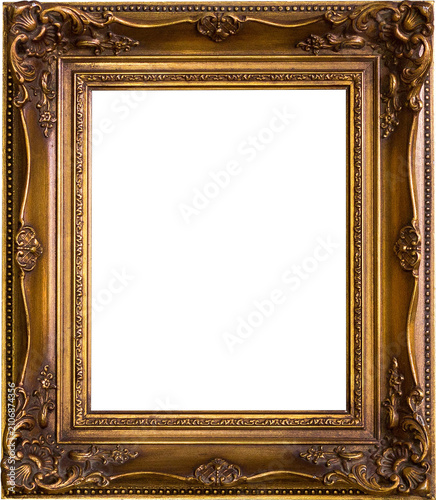 Old vintage picture frame on transparent background. wooden frame for the picture. PNG. square frame for pictures and photos