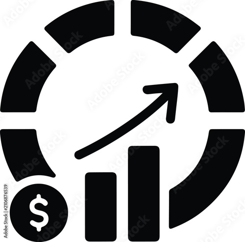 Financial Growth Analytics with Dollar Chart Vector Illustration
