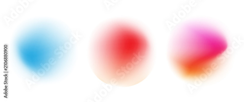 Set color circle gradient noise gradation. Abstract colorful watercolor blur mesh on isolated transparent background. Circle shape png.